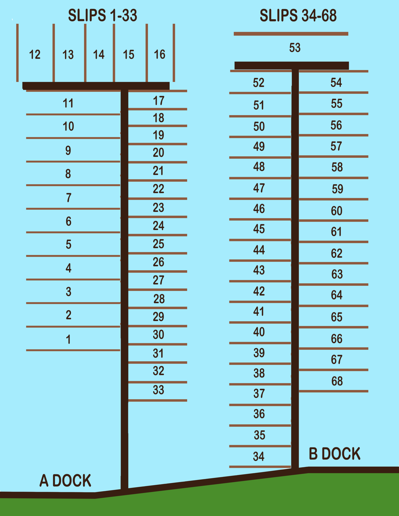 Slip and dock layout map